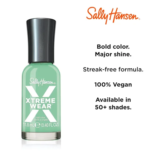 Vista 64 de Sally Hansen Xtreme Wear Esmalte de uñas sin rayas, acabado brillante, duradero, resistente a las astillas, transparente, color de uñas plateado 130