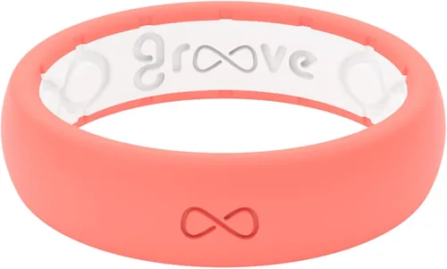 Vista 21 de Groove Life Anillo de silicona sólido y delgado - Anillos de boda de goma transpirables para mujeres, cobertura de por vida, diseño único, anillo
