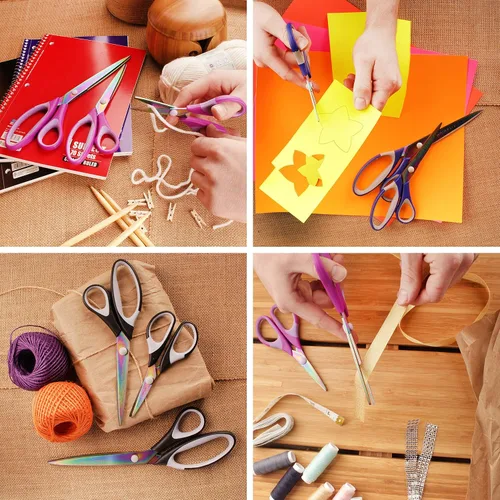 Vista 6 de BambooMN - Juego de tijeras de titanio para costura, manualidades, oficina, 1 juego de 3