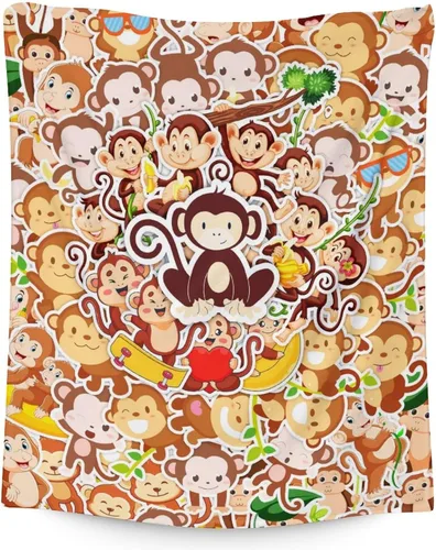 Vista 17 de Manta de mono para niñas pequeñas, tamaño de regazo de 30 x 40 pulgadas, manta de felpa suave y peluda para regalo, manta negra linda para cama, sofá