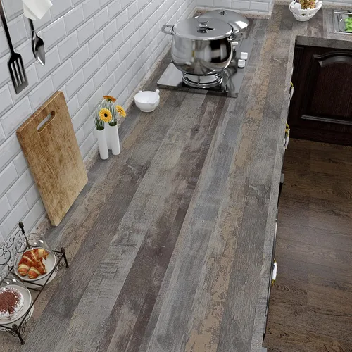Vista 10 de VaryPaper Papel tapiz de madera rústica despegable y adhesivo de 15.7''x78.7'', papel de contacto de madera marrón para encimeras, impermeable