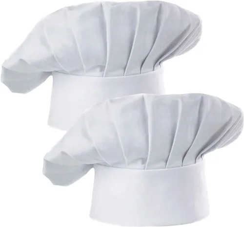 Vista 8 de Hyzrz Juego de 2 gorros de chef para adultos, ajustables, elásticos, para cocinar, cocinar Negro