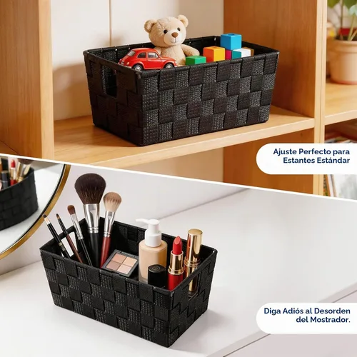 Vista 2 de Whitmor 6581-2712-BLK Bolsa pequeña con correa tejida para estante, negra