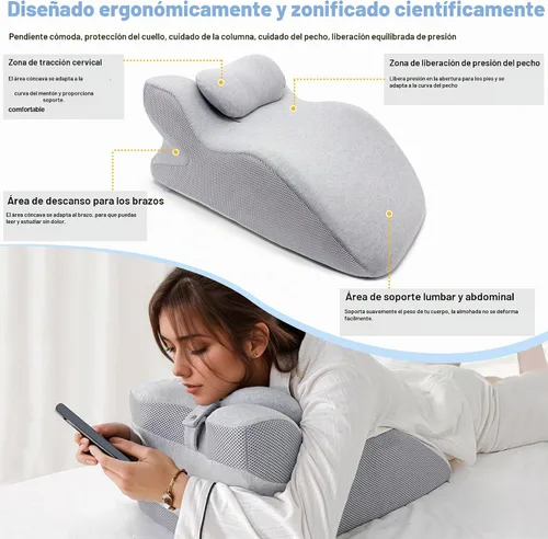 Vista 2 de Generic Almohada Cuña Triangular Ergonómica de Espuma Viscoelástica para Adultos para Cabecero de Cama para Sentarse, Alivio del Dolor de Espalda