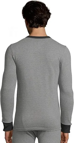 Vista 2 de Hanes Camisa térmica de algodón de manga larga con cuello redondo para hombre