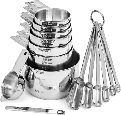 Vista 7 de Hudson Essentials Juego de tazas y cucharas medidoras de acero inoxidable (1 pieza, 2 tazas)