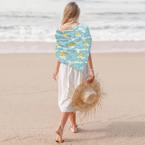 Vista 5 de Silk square Retro Sky Sun Waves scarves and wraps elegant for women for evening 35.4 Inches bufandas para mujer