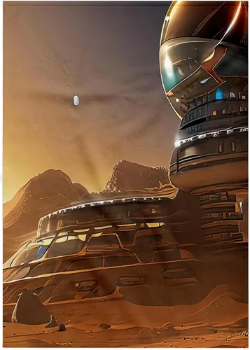 Vista 6 de 3dRose Paño de lavado 11x12 para cara y cuerpo - Fantasy Settlement en Marte por la noche. Arte digital genial para ti Alexis Design - Space Mars