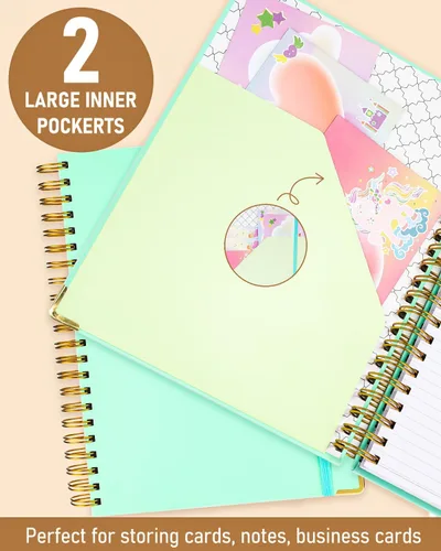 Vista 6 de Nicpro Cuaderno en espiral, 21 x 29.7 cm, cuadernos de cuero para el trabajo, cuaderno universitario de tapa dura con rayas de tamaño grande de 300