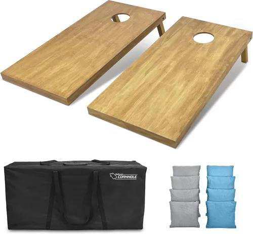 Vista 88 de GoSports 4 ft x 2 ft Regulation Size Wooden Cornhole Boards Set with Light Brown Finish - Includes Carrying Case and Bean Bags Negro- gris