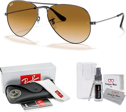 Vista 17 de Ray-Ban RB3025 - Lentes de sol de aviador de metal para hombre y mujer + paquete con kit de cuidado de gafas iWear de diseñador