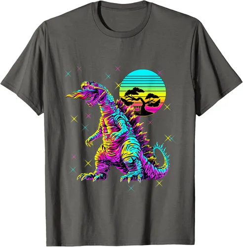 Vista 51 de Cool Streetwear synthwave 80s 90s retro anime snakezilla camiseta, Negro