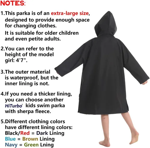 Vista 7 de Hiturbo Parka de natación impermeable para niños abrigo de natación resistente al viento, forro polar fino, chaqueta de nadador de gran