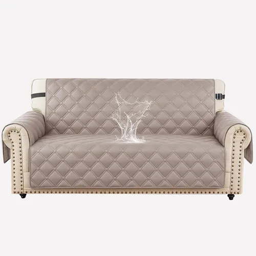 Vista 34 de XINEAGE Funda impermeable para sillón, funda para sofá de 1 plaza con correas elásticas y bolsillos, triple protección antideslizante, lavable