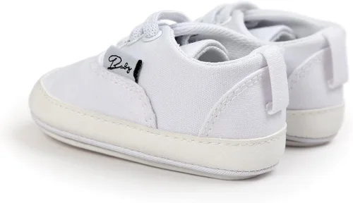 Vista 7 de Tenis de lona unisex para bebés, niños y niñas, suela de goma suave, tobillo alto, zapatos de cuna para niños pequeños