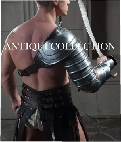 Vista 4 de Cubrehombros medieval individual Spartacus Cosplay manga de metal hombro brazo armadura gladiador larp