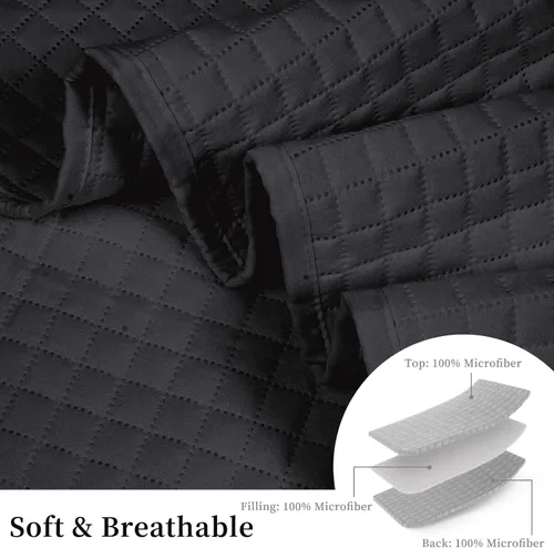 Vista 4 de HollyHOME - Colcha de cama acolchada pinsonic con diseño de cuadros súper suave, para cama individual
