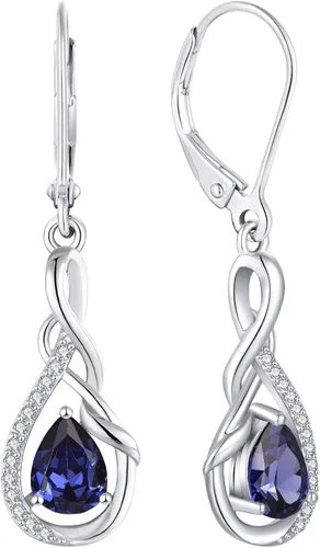 Vista 10 de Starchenie Infinity Dangle Drop Earrings for Women 925 Sterling Silver Leverback Earrings Birthstone Jewelry 01-ene-naranja rojo