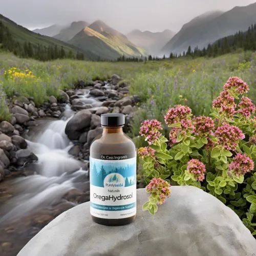 Vista 8 de PURELY WILD Dr. Cass Ingram's OregaHydrosol - Jugo de orégano mediterráneo salvaje para apoyo inmunológico, salud respiratoria y digestiva, sin OMG