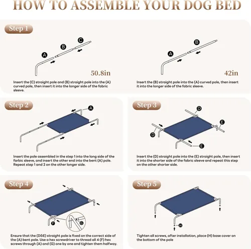 Vista 7 de STARLATTA Cama elevada para perros grandes, cuna elevada lavable con pies antideslizantes, camas refrescantes impermeables con tela Oxford, uso