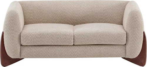 Vista 4 de Christopher Knight Home Alma - Sofá biplaza Boucle de 63 pulgadas con patas de madera, sofá de 2 plazas para sala de estar, sillón tapizado, sofá