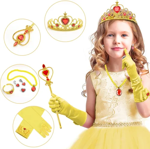 Vista 2 de Tacobear Princess Dress Up for Little Girls Crown Cape Jewelry Halloween Costume Accessories Set for Kids Age 3-6 Years