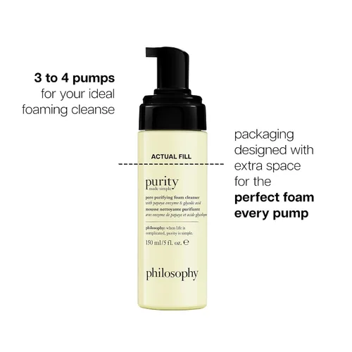 Vista 5 de philosophy Purity Made - Limpiador facial espumoso purificador de poros simple - con enzima de papaya y ácido glicólico - el lavado facial elimina