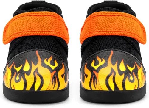 Vista 2 de ikiki Zapatillas deportivas para niños pequeños y niños pequeños. Tenis de ajuste espacioso. Nota no chirriantes, puntera y talón de cuero vegano