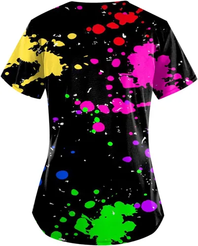 Vista 2 de Ropa quirúrgica para mujer, cómoda, ligera, duradera, suave, elástica, con cuello en V, camiseta médica