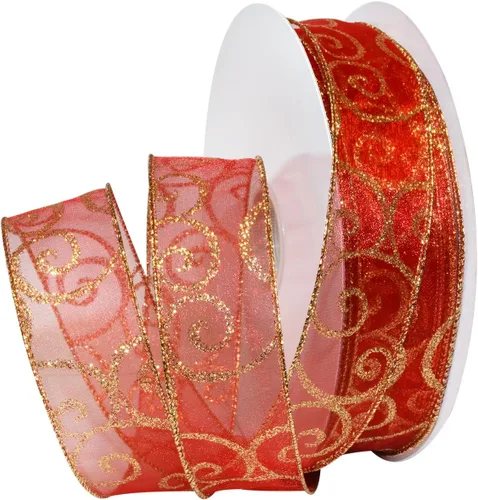 Vista 17 de Morex Ribbon Cintas transparentes con purpurina con espiral, cinta navideña para manualidades y decoraciones de Navidad, envoltura de regalos, 1.5