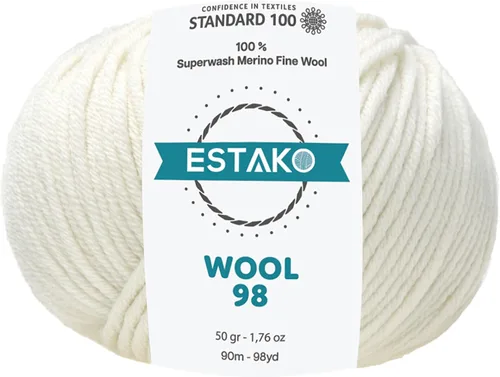Vista 34 de Estako Wool 98 (paquete de 4 madejas) 100% lana merino superwash lana merino de peso medio suave hilo para tejer y ganchillo (4 x 1.76 onzas)