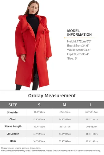 Vista 6 de Orolay Abrigo largo acolchado para mujer, chaqueta de invierno de gran tamaño con capucha