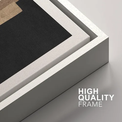 Vista 327 de SIGNFORD - Set de obras de arte en lienzo enmarcado para pared, ilustraciones abstractas de neblina del desierto en tonos neutros beige y marrón