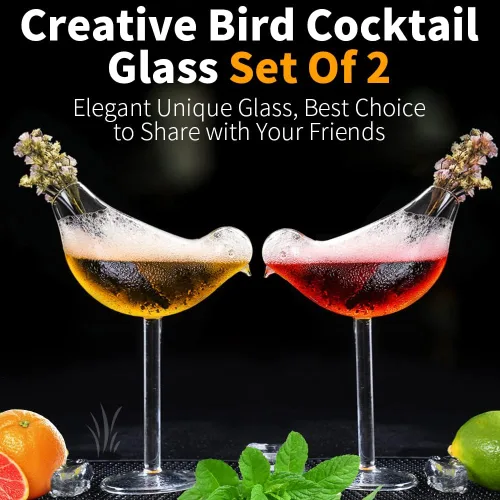 Vista 6 de SuproBarware Copas de cóctel – Copas de vino transparentes para pájaros, juego de 2 copas de 5 onzas para fiestas, bodas