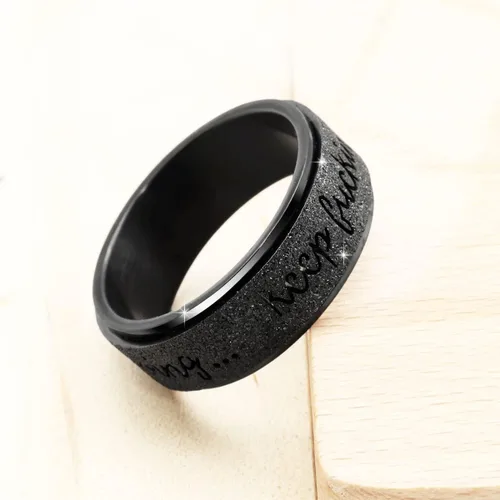 Vista 5 de Anillo antiestrés de titanio, de acero inoxidable para la ansiedad, tamaño 6-12, ancho 6 mm, 5 colores, para mujeres y hombres oro rosa, arco iris