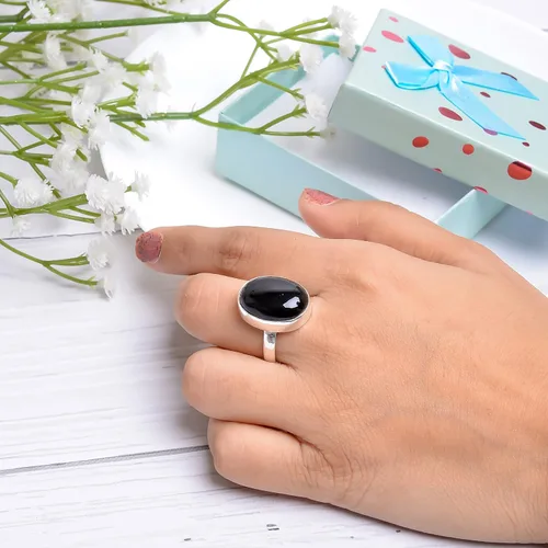 Vista 3 de Black Onyx Gemstone 925 Sterling Silver RingsWedding RingsEngagement RingsGemstone Rings