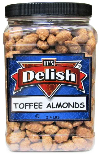 Vista 2 de Its Delish - Almendras recubiertas de caramelo gourmet – Tarro reutilizable jumbo de 2.4 libras – Aperitivo dulce crujiente de nueces caramelizadas