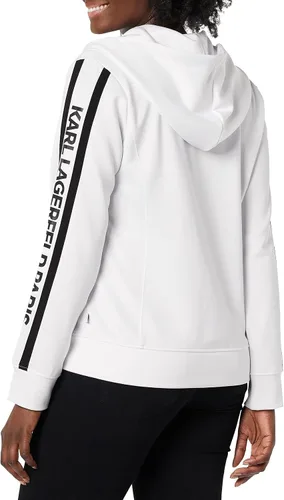 Vista 2 de Karl Lagerfeld Paris Sudadera con capucha de manga larga con logotipo para mujer