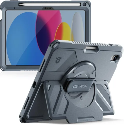 Vista 19 de Dexnor Funda para iPad mini 7 (A17 Pro) 2024/mini 6 2021 de 8.3 pulgadas, funda protectora resistente con correa de mano giratoria de 360° y soporte