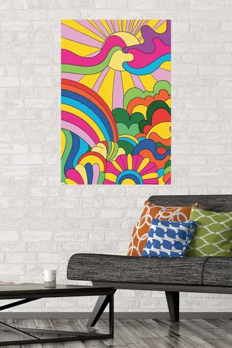 Vista 2 de Trends International Hey Happy - Póster de pared de paisaje psicodélico