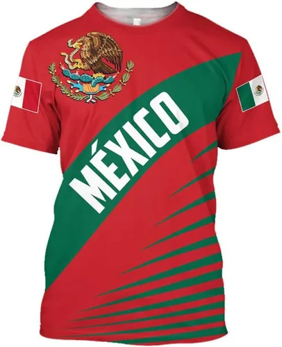 Vista 6 de FAYBA Camisas mexicanas aztecas de manga corta de verano México Jersey unisex 3D Camisas