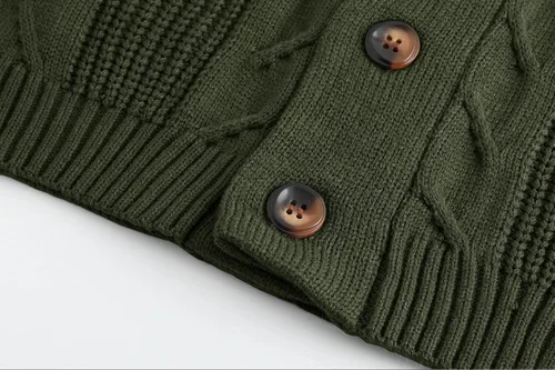 Vista 6 de SMIFCAALOR Suéter de punto trenzado para hombre ajuste holgado grueso cálido con botones
