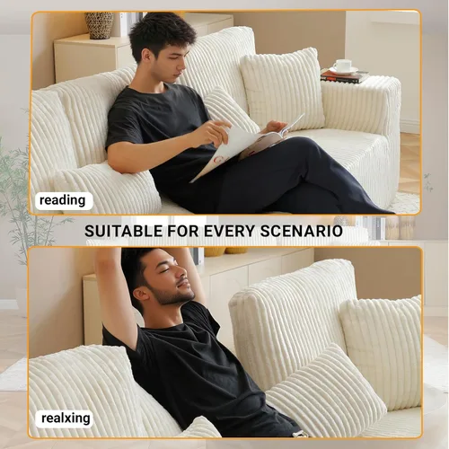 Vista 7 de Sofá modular de 110 pulgadas, sofá modular de pana en forma de L sin hueso con diván, moderno sofá de asiento profundo tapizado para sala de estar