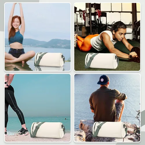 Vista 7 de Bolsa de gimnasio pequeña para mujer, A8-Beige y Verde