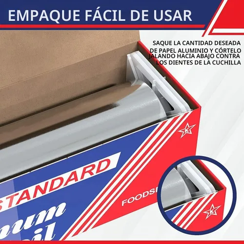 Vista 3 de Rollo de papel de aluminio estándar para servicio de alimentos de 12" x 1000