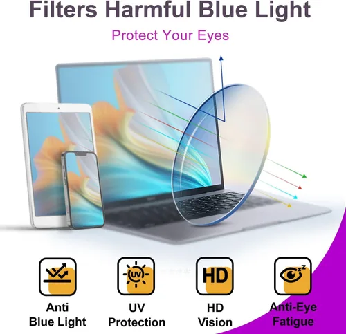 Vista 7 de VISOONE Lentes ligeros TR90 con bloqueo de luz azul Marco Protector de visión para hombres y mujeres ELBERT
