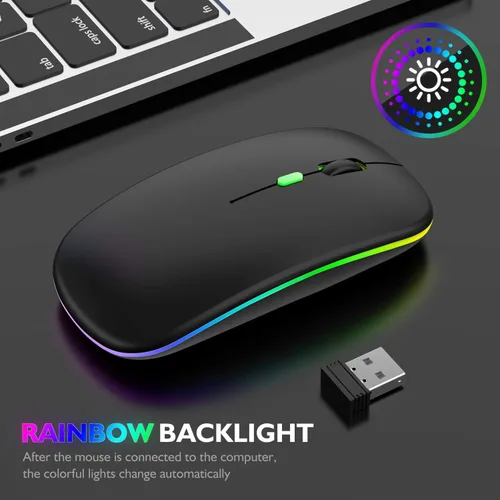 Vista 6 de Mouse inalámbrico para computadora portátil, mouse Bluetooth para Apple MacBook,Ratones USB BT 5.0+ 2.4GHz de modo dual