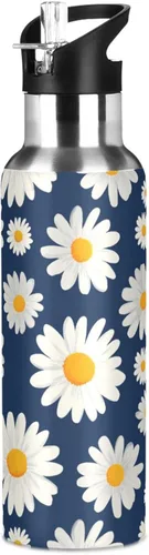 Vista 35 de ALAZA Botella de agua con diseño de flor de almendra con tapa de pajilla, botella térmica de acero inoxidable aislada al vacío, botella de agua