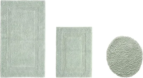 Vista 308 de Better Trends - Juego de 2 alfombras de baño 100% algodón, extra suaves, con borlas, de 17" x 24", alfombra de baño superabsorbente y reversible