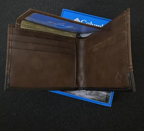 Vista 4 de Columbia Cartera Slimfold 31CP220050 en dos tonos marrón + caja de regalo, Marrón, Minimalista